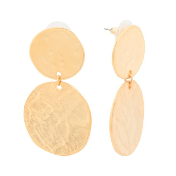 KENNETH JAY LANE Gold Gold Coin Double Drop Post Back Earrings - Picture 1 of 2